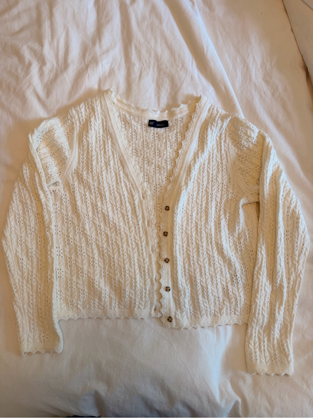 GAP Cream Cable-Knit Button-Front Cardigan